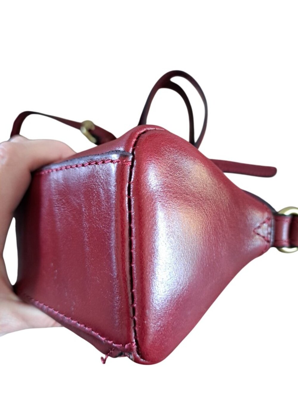 Patricia Nash Small Leather Crossbody Bag Purse Adjustable Burgundy Supple - Picture 8 of 16
